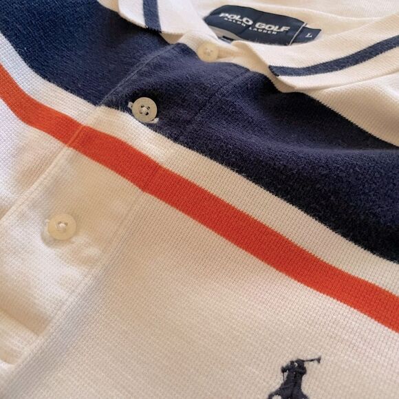 Polo by Ralph Lauren White and Navy Striped Polo Shirt - Picture 9 of 12